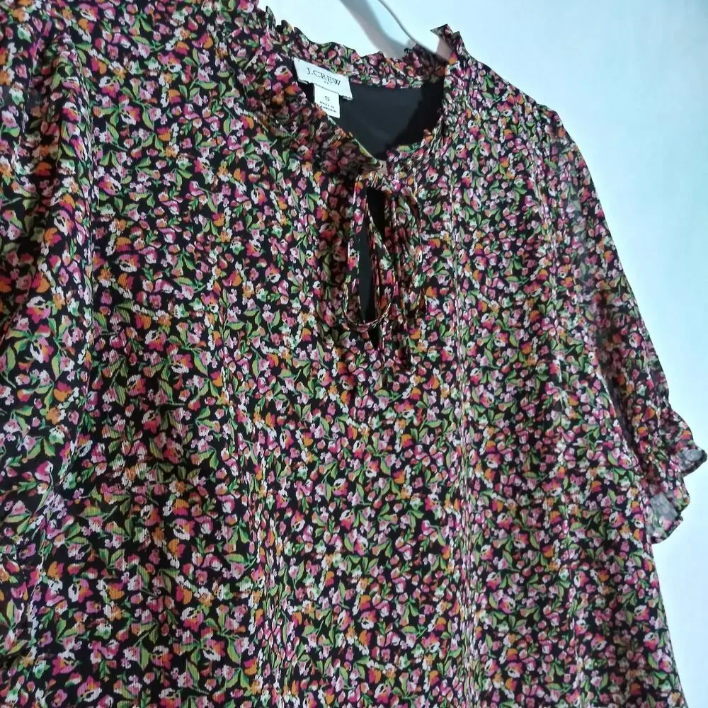 J. Crew Ditsy Floral Puff Sleeve Lightweight Blouse Size Small